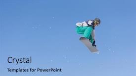  Presentation with air - Audience pleasing slide set consisting of snowboarder-jumps-in-snow-park backdrop and a light blue colored foreground