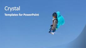  Presentation with air - Slide set with snowboarder-jumps-in-snow-park background and a teal colored foreground