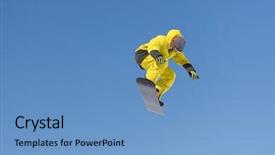  Presentation with air - Audience pleasing PPT layouts consisting of snowboarder-jumps-in-snow-park backdrop and a teal colored foreground