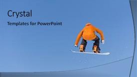  Presentation with air - Presentation featuring snowboarder-jumps-in-snow-park background and a teal colored foreground