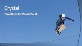  Presentation with air - Cool new presentation design with snowboarder-jumps-in-snow-park backdrop and a teal colored foreground