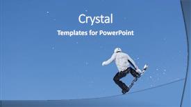  Presentation with air - Colorful presentation design enhanced with snowboarder-jumps-in-snow-park backdrop and a teal colored foreground