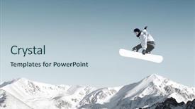  Presentation with high jump - Amazing PPT theme having snowboarder making high jump in clear blue sky backdrop and a lemonade colored foreground