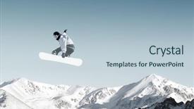  Presentation with high jump - Cool new slides with snowboarder making high jump in clear blue sky backdrop and a lemonade colored foreground