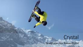  Presentation with high jump - Slide deck enhanced with snowboarder making high jump in clear blue sky background and a light blue colored foreground