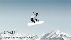  Presentation with high jump - Amazing slides having snowboarder making high jump in clear blue sky backdrop and a sky blue colored foreground