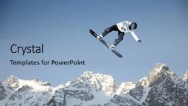  Presentation with high jump - Audience pleasing slides consisting of snowboarder making high jump in clear blue sky backdrop and a light blue colored foreground