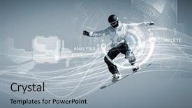  Presentation with media - Audience pleasing PPT layouts consisting of snowboarder making jump against media backdrop and a light blue colored foreground