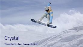  Presentation with extreme - PPT theme consisting of snowboarder making jump extreme mountain background and a lemonade colored foreground