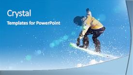  Presentation with high jump - Presentation design consisting of snowboarder making jump high background and a teal colored foreground