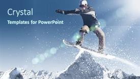  Presentation with high jump - PPT theme featuring snowboarder making jump high in clear sky background and a ocean colored foreground