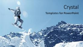  Presentation with high jump - Theme with snowboarder making jump high background and a light blue colored foreground