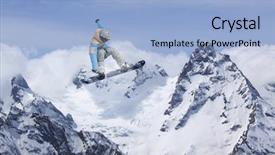  Presentation with thank you mountains - Colorful PPT theme enhanced with snowboarder on mountains extreme winter backdrop and a light blue colored foreground