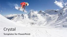  Presentation with biking in mountains - Colorful presentation enhanced with snowboarder on mountains extreme winter backdrop and a  colored foreground