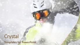  Presentation with falling snow - Presentation enhanced with snowboarder portrait with falling snow background and a cream colored foreground