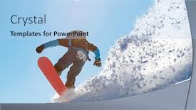  Presentation with winter sports - Slide set with snowboarder riding red snowboard in the mountains at sunny day snowboarding and winter sports background and a light blue colored foreground