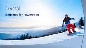  Presentation with winter sports - Presentation design featuring snowboarder-riding-red-snowboard background and a sky blue colored foreground