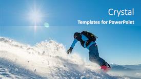  Presentation with winter sports - Slide set enhanced with snowboarder-riding-red-snowboard background and a teal colored foreground