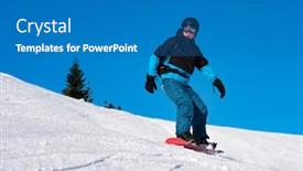  Presentation with winter sports - Slides enhanced with snowboarder-riding-red-snowboard background and a teal colored foreground