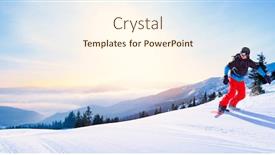  Presentation with winter sports - PPT theme consisting of snowboarder-riding-red-snowboard background and a cream colored foreground