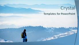 Presentation with winter sports - Amazing presentation design having snowboarder standing on the hill and enjoying the view of the mountains at sunny day snowboarding and winter sports backdrop and a sky blue colored foreground