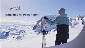  Presentation with snowboard - Presentation theme with snowboarder-stay-with-snowboard background and a  colored foreground