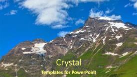  Presentation with glacier - Slides featuring snowbound summits of alps mountains on pasterze glacier grossglockner austria blue sky with clouds background and a tawny brown colored foreground