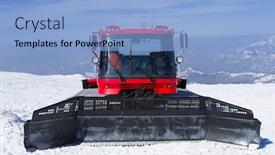  Presentation with ski - Amazing presentation theme having snowcat machine for snow removal preparation ski trails backdrop and a light blue colored foreground