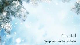  Presentation with forest winter - Beautiful presentation design featuring snowfall in winter forest beautiful landscape with snow covered fir trees and snowdrifts merry christmas and happy new year greeting background with copy-space winter fairytale backdrop and a sky blue colored foreground