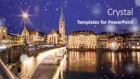  Presentation with brain language center - Slide deck having snowfall-in-zurich-city-center background and a ocean colored foreground