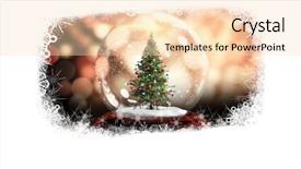  Presentation with snow tree - Amazing PPT theme having snowflake border with christmas tree backdrop and a lemonade colored foreground