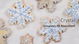  Presentation with cookies - Slide deck with snowflake-cookies-blue-and-white background and a light gray colored foreground