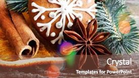  Presentation with gingerbread - Cool new presentation with snowflake gingerbread cookie and spices on wooden background backdrop and a tawny brown colored foreground