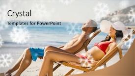  Presentation with amur leopard sleeping - Audience pleasing slides consisting of snowflakes against young couple sleeping backdrop and a  colored foreground