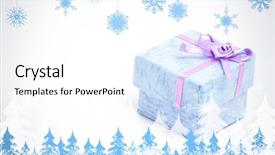  Presentation with blue ribbon - Theme consisting of fir trees against blue background and a white colored foreground