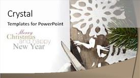  Presentation with snowflakes - Presentation enhanced with snowflakes made of paper and christmas tree on wooden background background and a white colored foreground