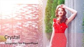  Presentation with queen - Audience pleasing PPT theme consisting of snowflakes rear view back backdrop and a coral colored foreground