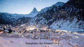  Presentation with ski - Slide deck featuring snowing-in-zermatt-traditional-swiss background and a light blue colored foreground