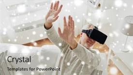  Presentation with augmented reality - Cool new slides with snowing video - technology augmented reality entertainment backdrop and a light gray colored foreground