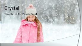  Presentation with forest winter - Colorful theme enhanced with snowlakes in winter forest backdrop and a  colored foreground