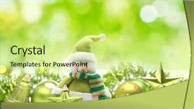  Presentation with snowman - Cool new PPT theme with snowman and christmas decoration backdrop and a soft green colored foreground