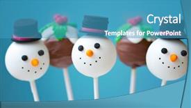  Presentation with eye popping funny cake pops - Theme consisting of snowman and christmas pudding cake background and a teal colored foreground