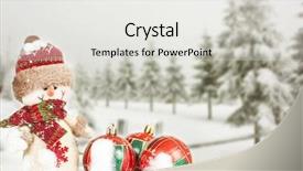  Presentation with pine trees - PPT layouts featuring snowman and red christmas balls background and a light gray colored foreground