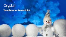  Presentation with animated christmas tree - Amazing PPT theme having snowman and snowballs under christmas backdrop and a cobalt blue colored foreground