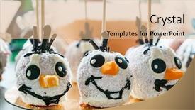  Presentation with snowman - Beautiful PPT theme featuring snowman-cake-pops backdrop and a coral colored foreground