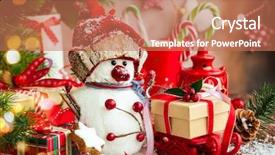  Presentation with christmas presents - Cool new PPT layouts with snowman christmas presents and sweets backdrop and a coral colored foreground