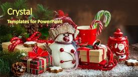  Presentation with aesthetic sweets - Slides having snowman christmas presents and sweets background and a tawny brown colored foreground