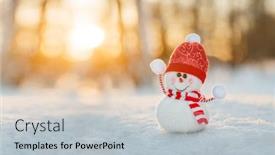  Presentation with winter wonderland - Theme having snowman-in-winter-wonderland-scene background and a light gray colored foreground