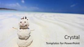  Presentation with white sand - Colorful PPT layouts enhanced with snowman made from white tropical backdrop and a light gray colored foreground