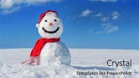  Presentation with sky blue - Beautiful slide deck featuring snowman on blue sky background backdrop and a  colored foreground